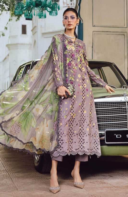 Maria B MPrints Embroidered Cambric Unstitched 3 Piece Suit - D-6B - MB25FED - Purple - Winter Collection