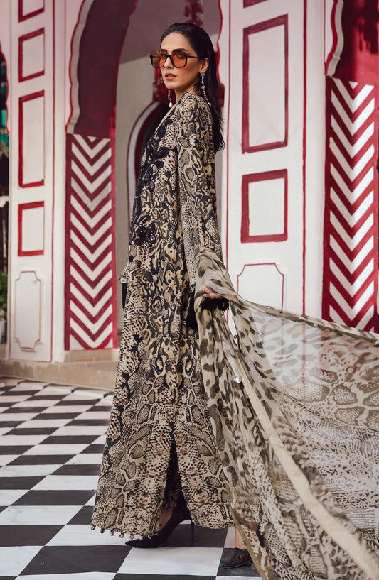 Maria B MPrints Embroidered Linen Unstitched 3 Piece Suit - D-2B - MB25FED - Fawn - Winter Collection