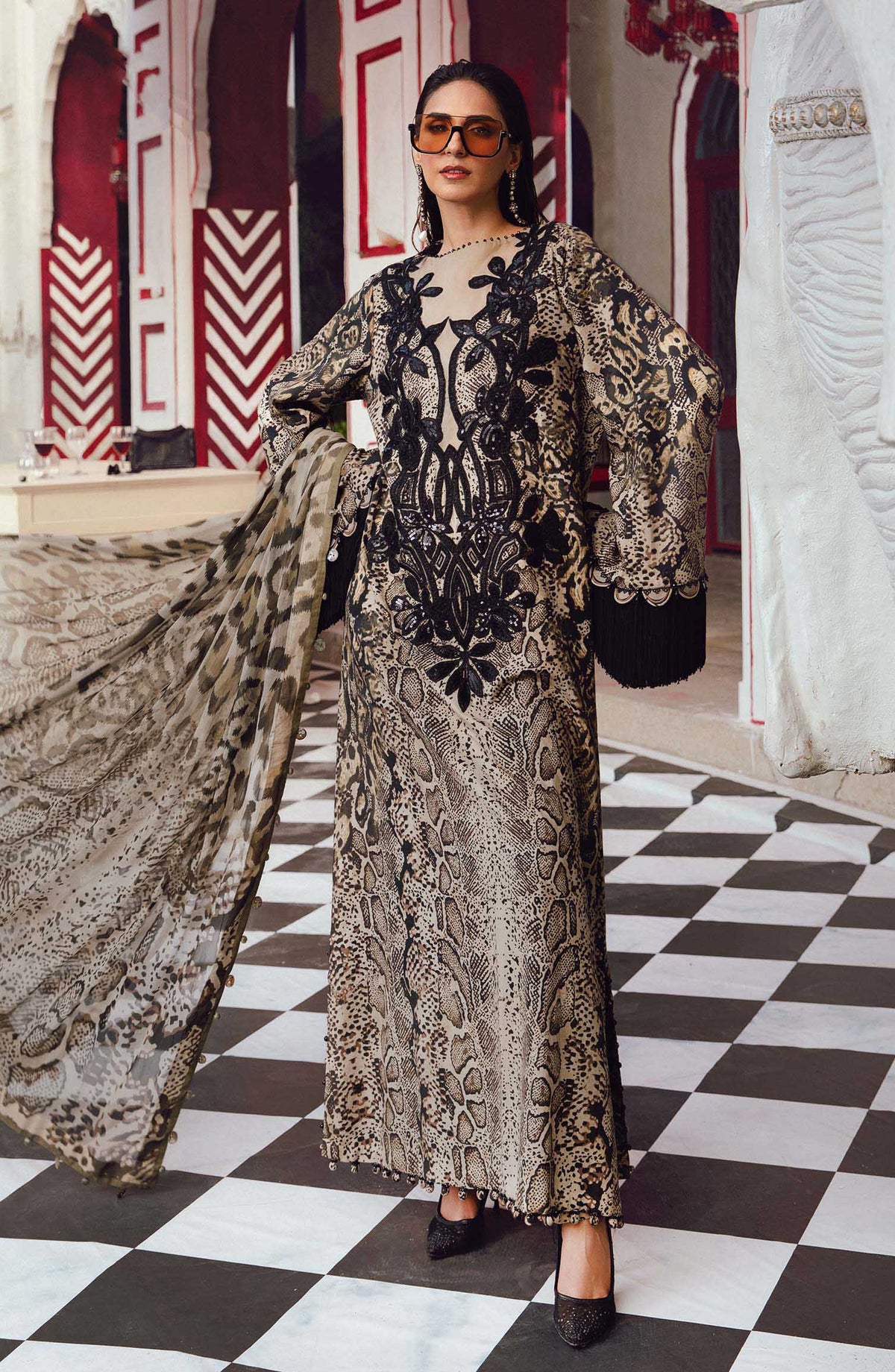 Maria B MPrints Embroidered Linen Unstitched 3 Piece Suit - D-2B - MB25FED - Fawn - Winter Collection