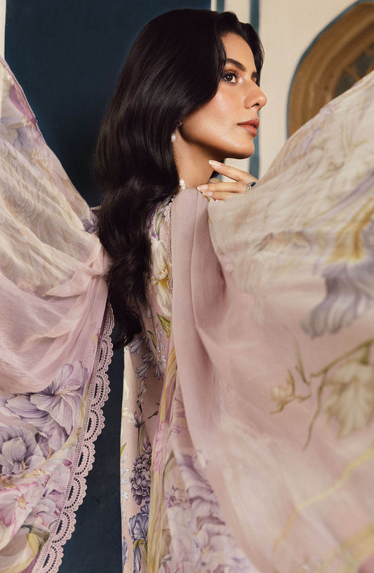 Maria B MPrints Embroidered Cambric Unstitched 3 Piece Suit - D-8A - MB25FED - Light Purple - Winter Collection