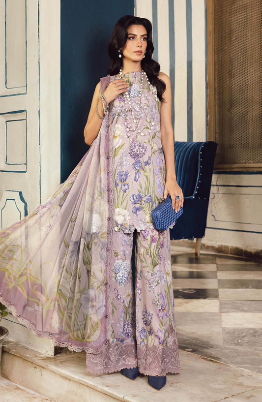 Maria B MPrints Embroidered Cambric Unstitched 3 Piece Suit - D-8A - MB25FED - Light Purple - Winter Collection