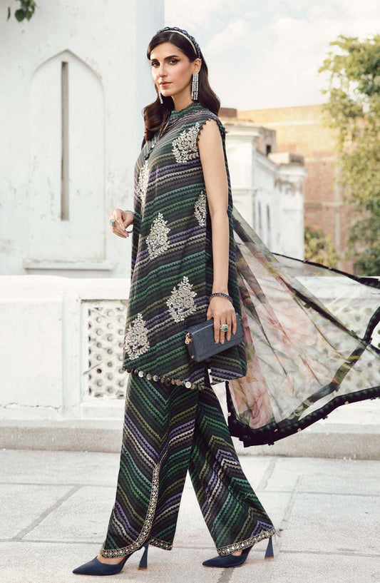 Maria B MPrints Embroidered Cambric Unstitched 3 Piece Suit - D-5A - MB25FED - Green - Winter Collection