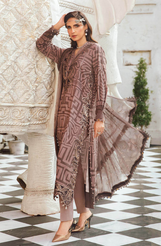 Maria B MPrints Embroidered Cambric Unstitched 3 Piece Suit - D-3B - MB25FED - Purple - Winter Collection