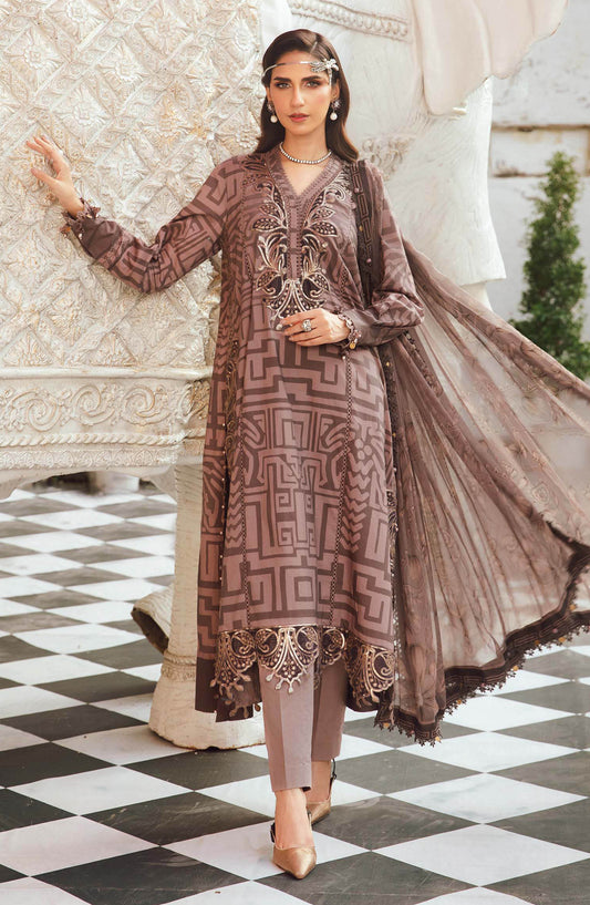 Maria B MPrints Embroidered Cambric Unstitched 3 Piece Suit - D-3B - MB25FED - Purple - Winter Collection