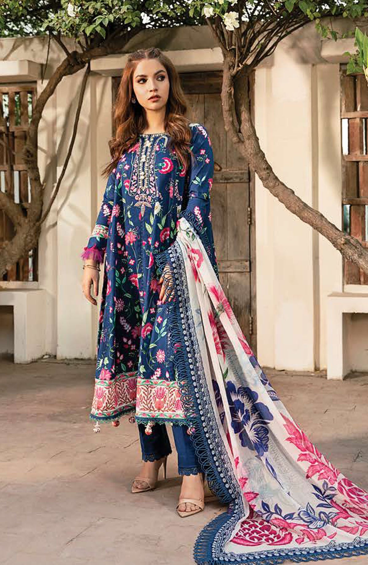 Mbasics Embroidered Lawn Unstitched 3 Piece Suit - MB25MSL - 01-B - Blue - Summer Collection