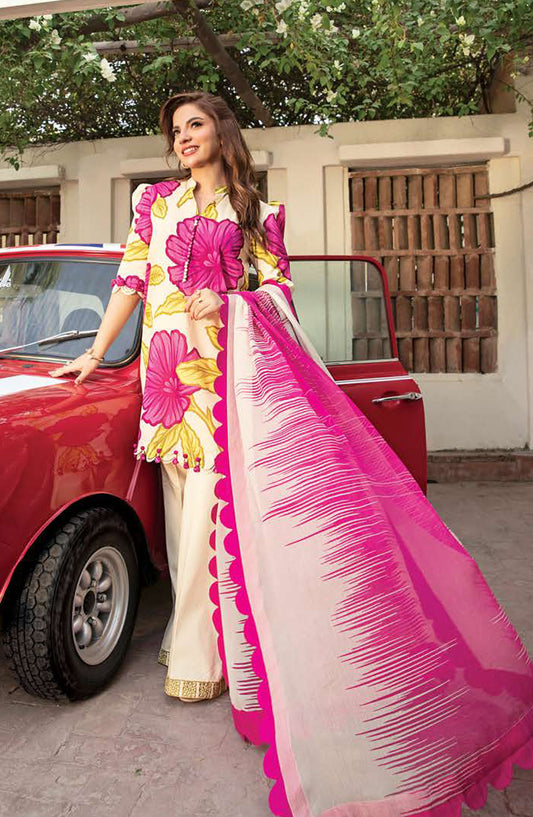 Mbasics Embroidered Lawn Unstitched 3 Piece Suit - MB25MSL - 02-B - Pink - Summer Collection