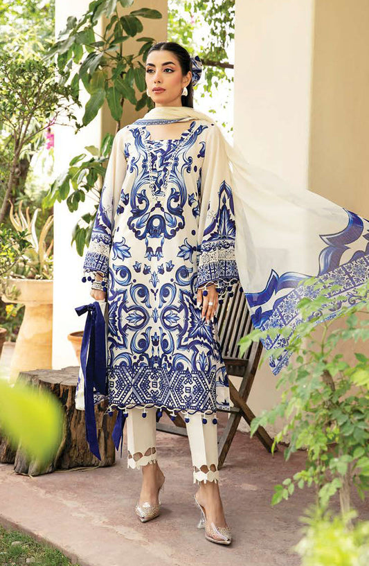 Mbasics Embroidered Lawn Unstitched 3 Piece Suit - MB25MSL - 04-A - Blue - Summer Collection