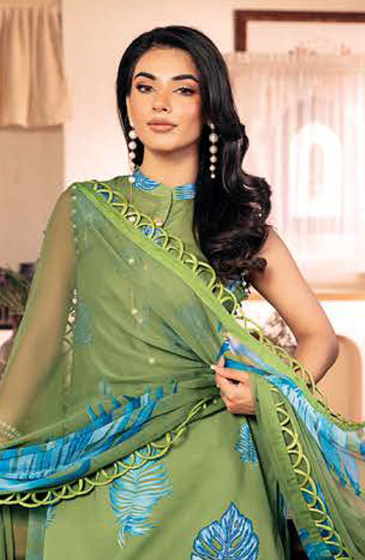 Mbasics Embroidered Lawn Unstitched 3 Piece Suit - MB25MSL - 06-A - Green - Summer Collection