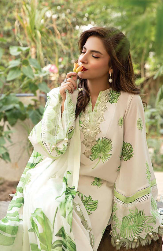 Mbasics Embroidered Lawn Unstitched 3 Piece Suit - MB25MSL - 06-B - Green - Summer Collection