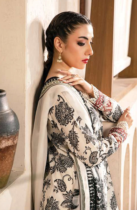 Mbasics Embroidered Lawn Unstitched 3 Piece Suit - MB25MSL - 09-A - Black - Summer Collection