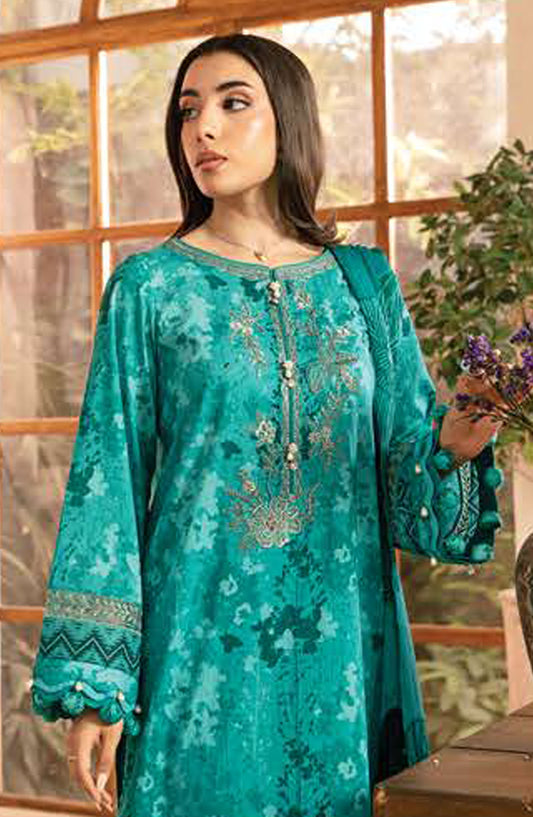 Mbasics Embroidered Lawn Unstitched 3 Piece Suit - MB25MSL - 10-A - Blue - Summer Collection