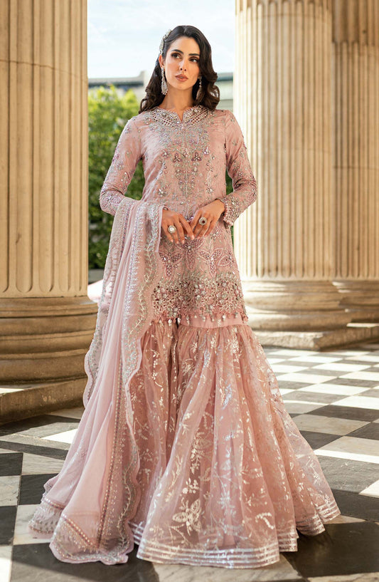 Maria B Soiree Luxury Embroidered Raw Silk Unstitched 3 Piece Suit - WF-09-05 - MB25SOR - Nude Pink - Formals Collection