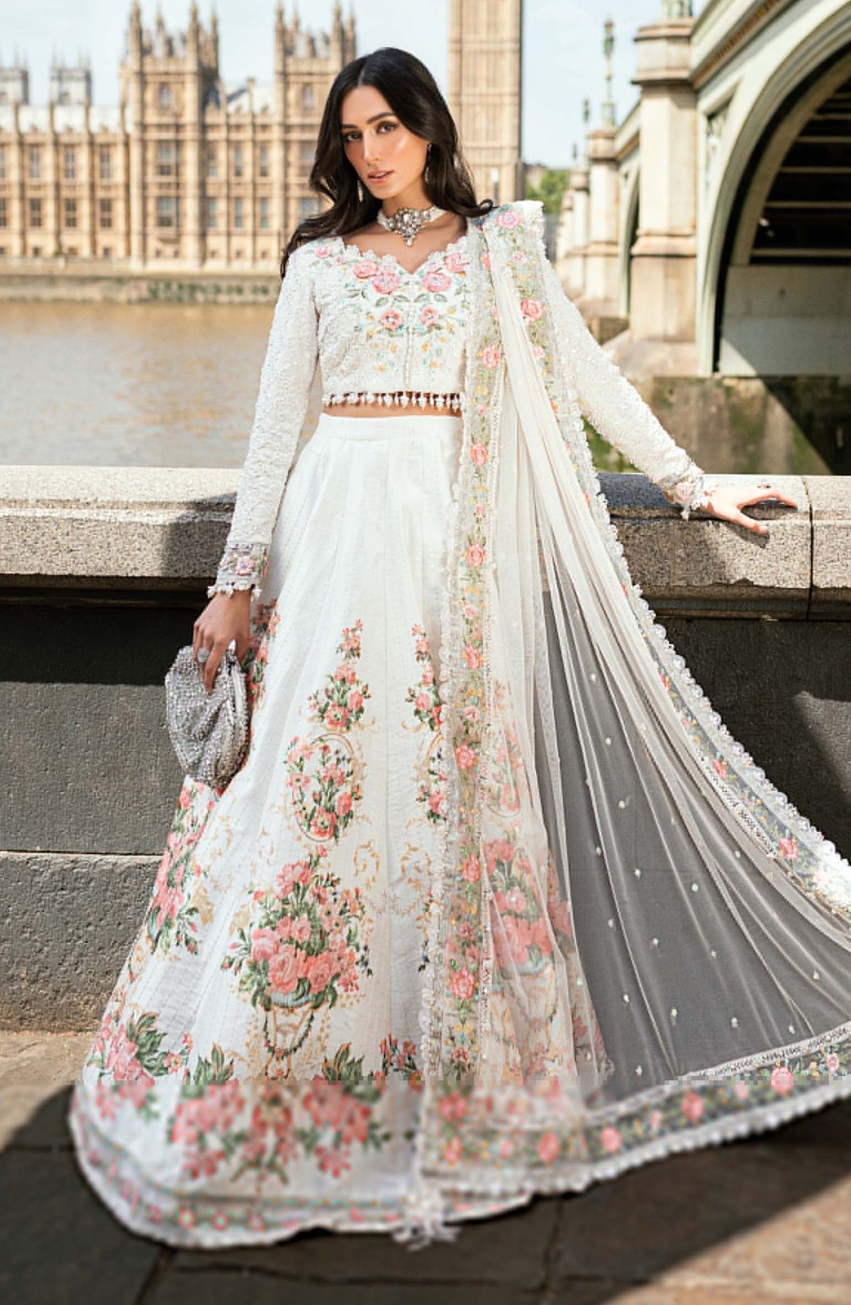 Maria B Soiree Luxury Embroidered Raw Silk Unstitched 3 Piece Suit - WF-09-02 - MB25SOR - White - Formals Collection