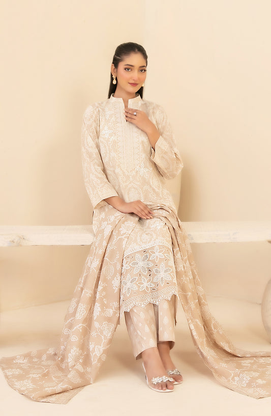 Marin by Tawakkal Fabrics Embroidered Lawn Unstitched 3 Piece Suit - D-4030 - TF26MIN - Coffee - Summer Collection