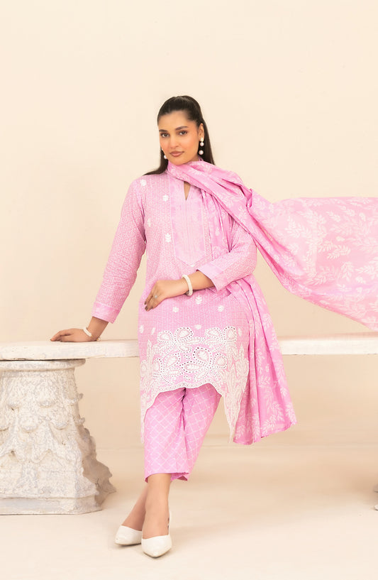 Marin by Tawakkal Fabrics Embroidered Lawn Unstitched 3 Piece Suit - D-4026 - TF26MIN - Pink - Summer Collection