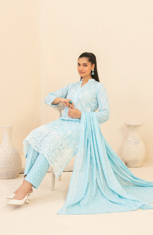 Marin by Tawakkal Fabrics Embroidered Lawn Unstitched 3 Piece Suit - D-4025 - TF26MIN - Blue - Summer Collection