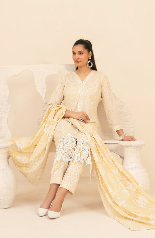 Marin by Tawakkal Fabrics Embroidered Lawn Unstitched 3 Piece Suit - D-4021 - TF26MIN - Yellow - Summer Collection