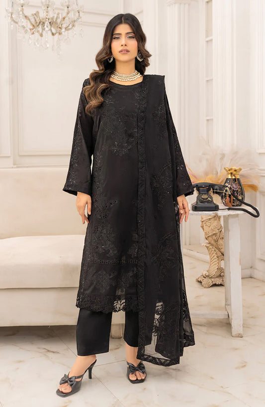 Marjjan Chashni Embroidered Lawn Unstitched 3 Piece Suit - MNC-318 - MRJ26HNI - Black - Summer Collection