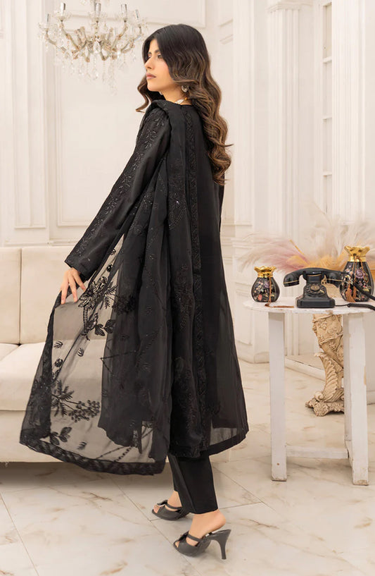Marjjan Chashni Embroidered Lawn Unstitched 3 Piece Suit - MNC-318 - MRJ26HNI - Black - Summer Collection
