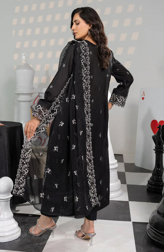 Marjjan Chashni Embroidered Lawn Unstitched 3 Piece Suit - MZL-53 - MRJ26HNI - Black - Summer Collection