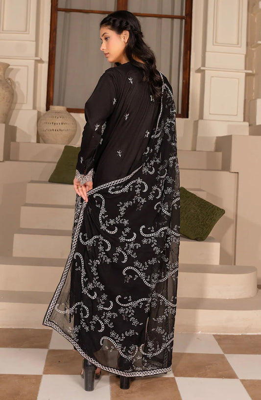 Marjjan Chashni Embroidered Lawn Unstitched 3 Piece Suit - MZL-51 - MRJ26HNI - Black - Summer Collection