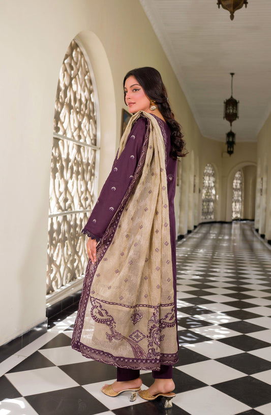 Marjjan Embroidered Lawn Unstitched 3 Piece Suit - MNC-271-02 - MRJ26MNC271 - Purple - Summer Collection