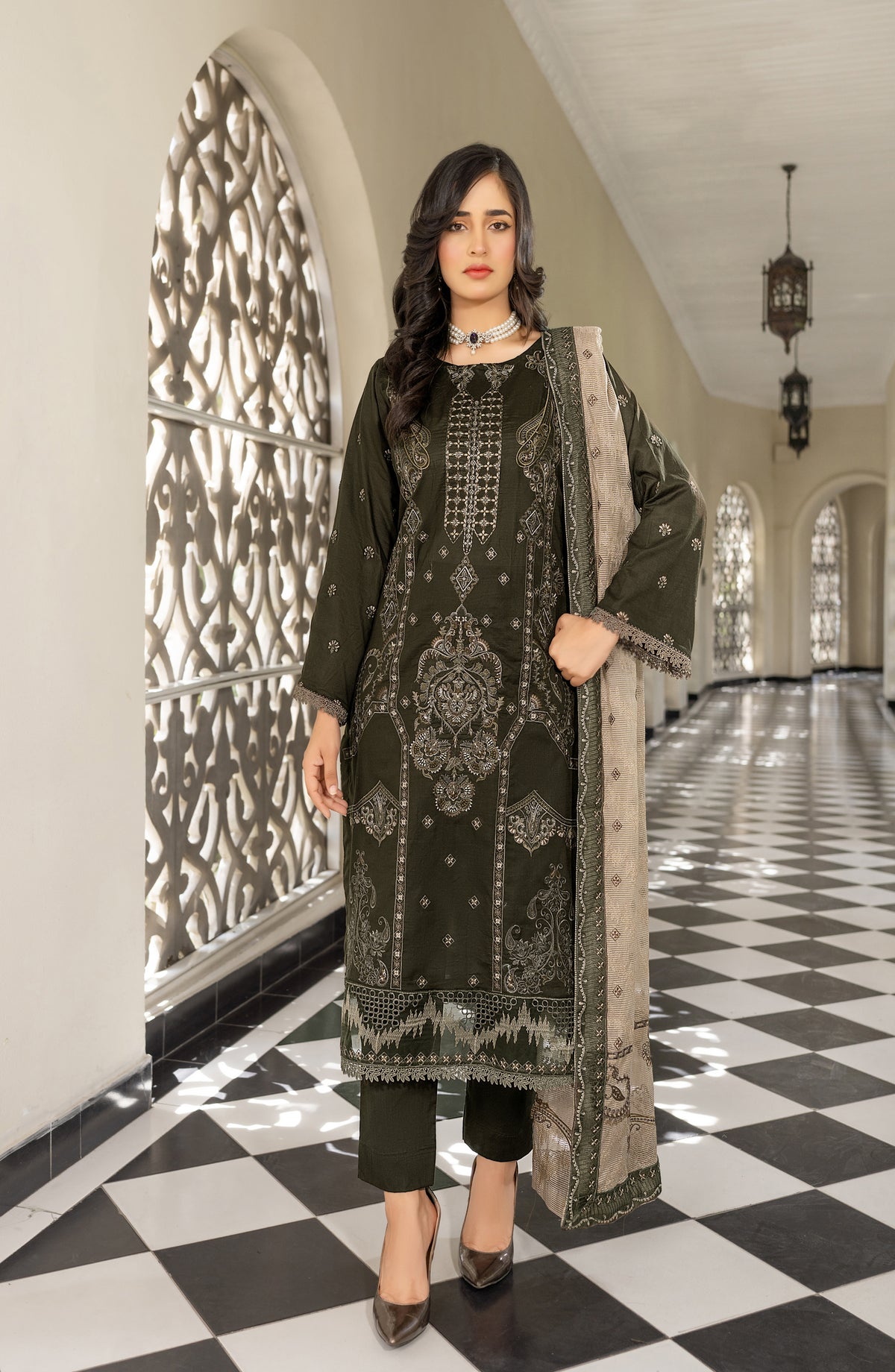 Marjjan Embroidered Lawn Unstitched 3 Piece Suit - MNC-271-02 - MRJ26MNC271 - Green - Summer Collection