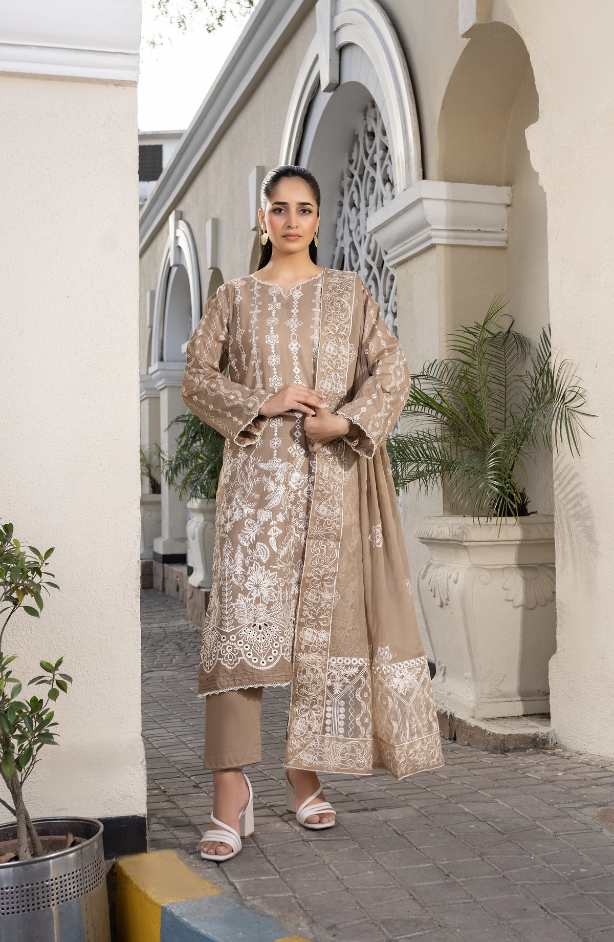 Marjjan Embroidered Lawn Unstitched 3 Piece Suit - MNC-272-02 - MRJ26PST - Skin - Summer Collection