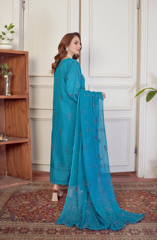 Marjjan Luxury Embroidered Viscose Unstitched 3 Piece Suit - MV-277 Sea Green - MRJ25BRD - Winter Collection