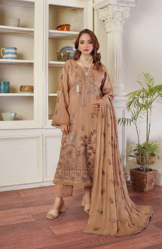 Marjjan Luxury Embroidered Viscose Unstitched 3 Piece Suit - MV-277 Skin - MRJ25BRD - Winter Collection