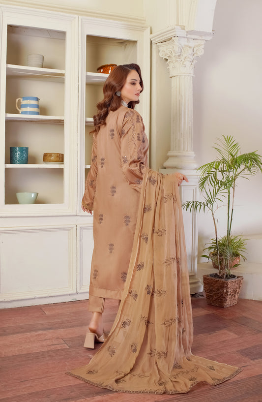 Marjjan Luxury Embroidered Viscose Unstitched 3 Piece Suit - MV-277 Skin - MRJ25BRD - Winter Collection