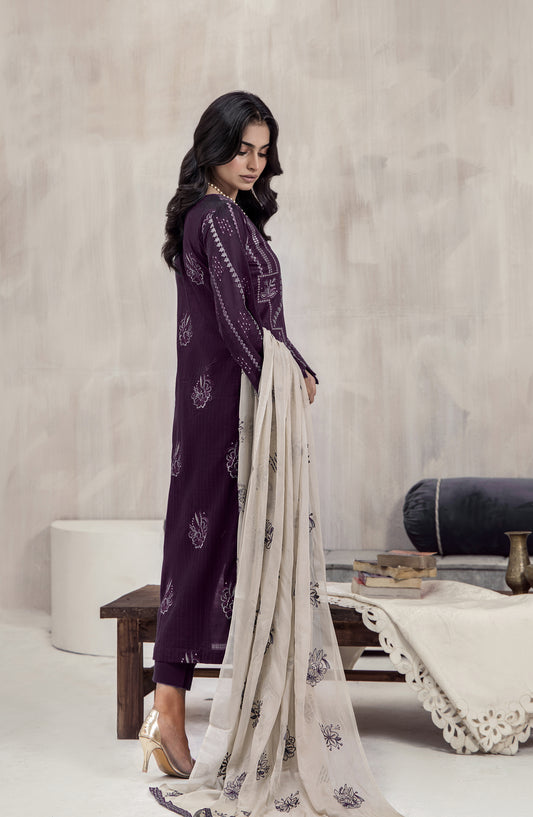 Marjjan Luxury Embroidered Viscose Unstitched 3 Piece Suit - MV-291 Purple - MRJ25CSV - Winter Collection