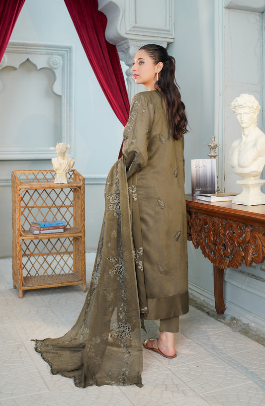 Marjjan Unstitched Embroidered Viscose Unstitched 3 Piece Suit - MV-284 Green - VSC25MR - Winter Collection