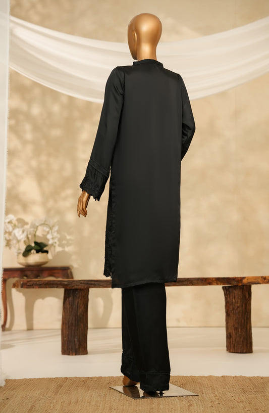 Marlene by Amna Khadija Embroidered Shamooz Silk Stitched 2 Piece Suit - MSS-19 - AM25MLSH - Black - Winter Collection