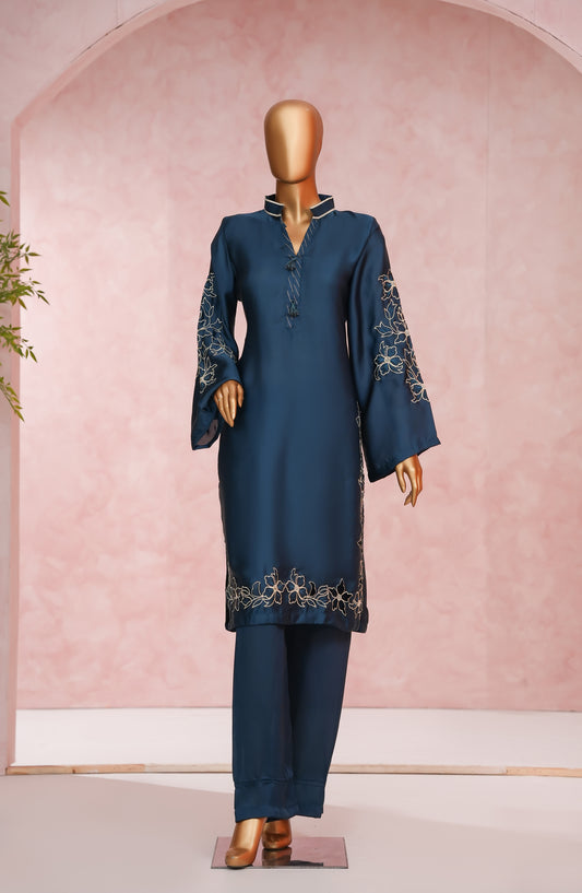 Marlene by Amna Khadija Embroidered Shamooz Silk Stitched 2 Piece Suit - MSS-18 - AM25MLSH - Blue - Winter Collection