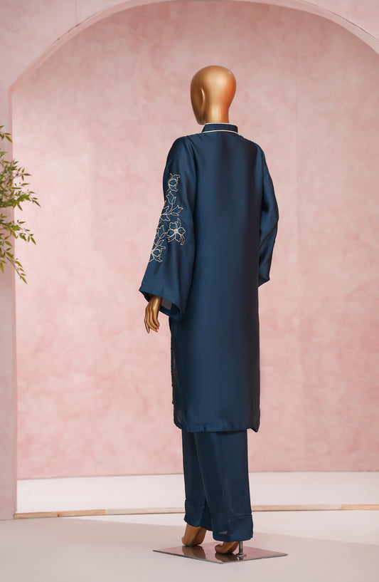 Marlene by Amna Khadija Embroidered Shamooz Silk Stitched 2 Piece Suit - MSS-18 - AM25MLSH - Blue - Winter Collection