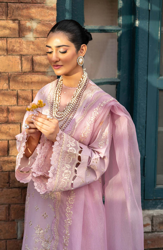 Maryam Hussain Embroidered Luxury Lawn Unstitched 3 Piece Suit - Samar - MRH25LL - Purple - Summer Collection