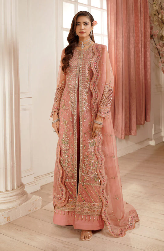 Maryams Luxury Embroidered Organza Unstitched 3 Piece Suit - Sibel-TBR-0007 - MAR25LF - Pink - Festive Collection