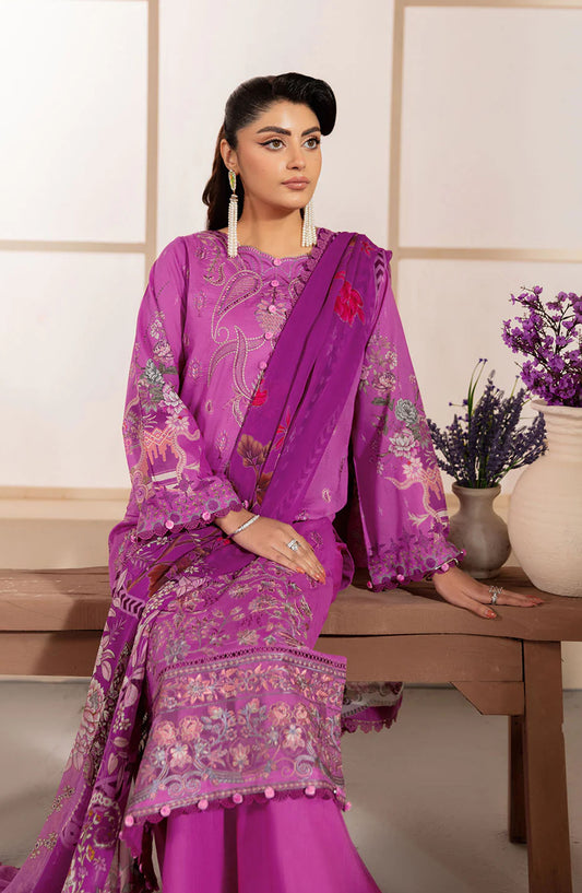 Mashaal by Ramsha Embroidered Lawn Unstitched 3 Piece Suit - L-1312 - RM25MSH13 - Pink - Summer Collection