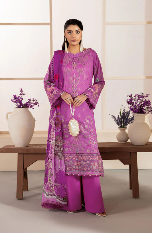 Mashaal by Ramsha Embroidered Lawn Unstitched 3 Piece Suit - L-1312 - RM25MSH13 - Pink - Summer Collection