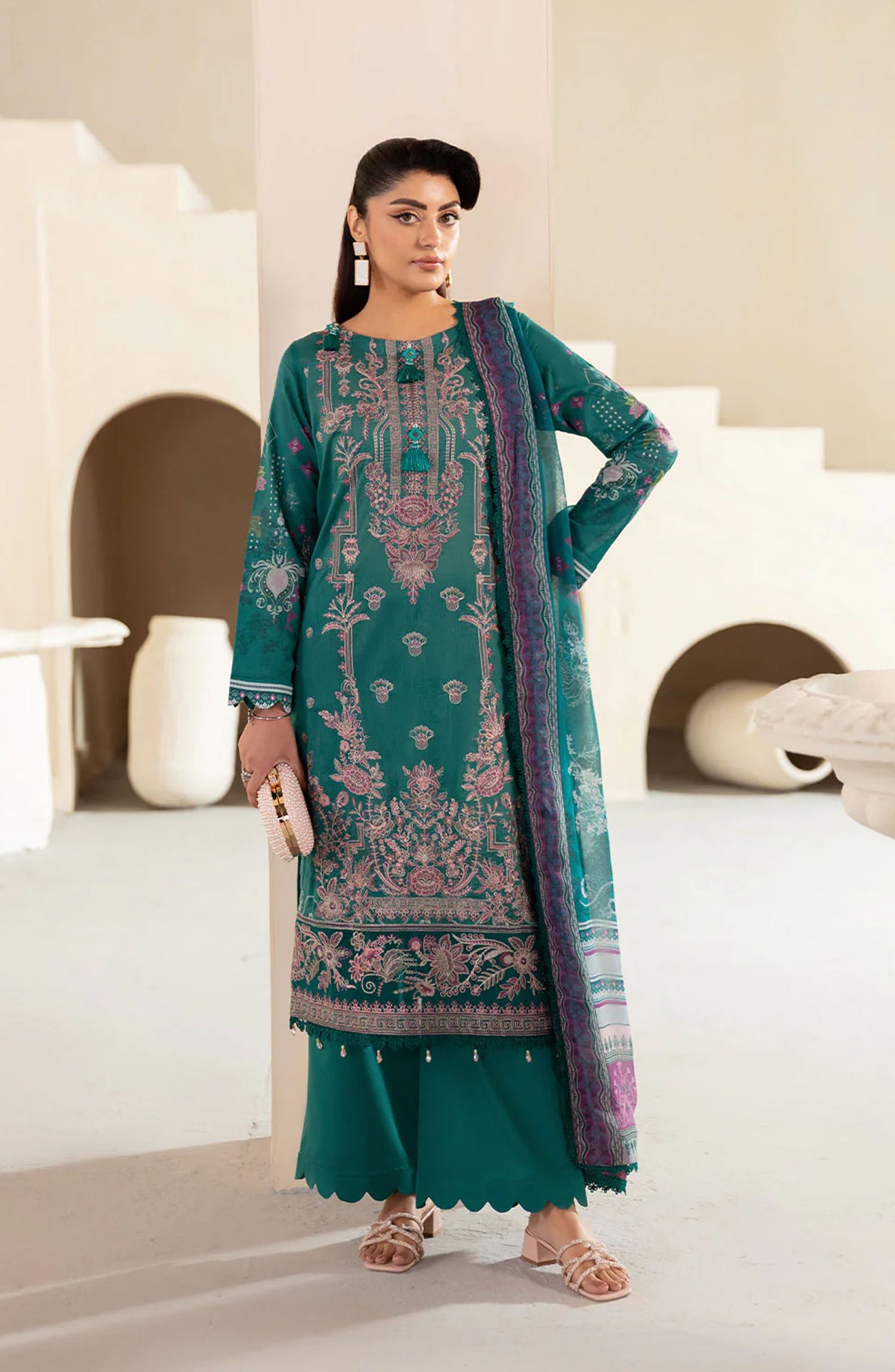Mashaal by Ramsha Embroidered Lawn Unstitched 3 Piece Suit - L-1310 - RM25MSH13 - Green - Summer Collection