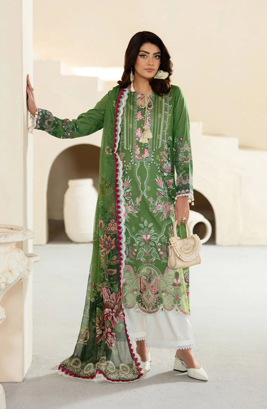 Mashaal by Ramsha Embroidered Lawn Unstitched 3 Piece Suit - L-1307 - RM25MSH13 - Green - Summer Collection