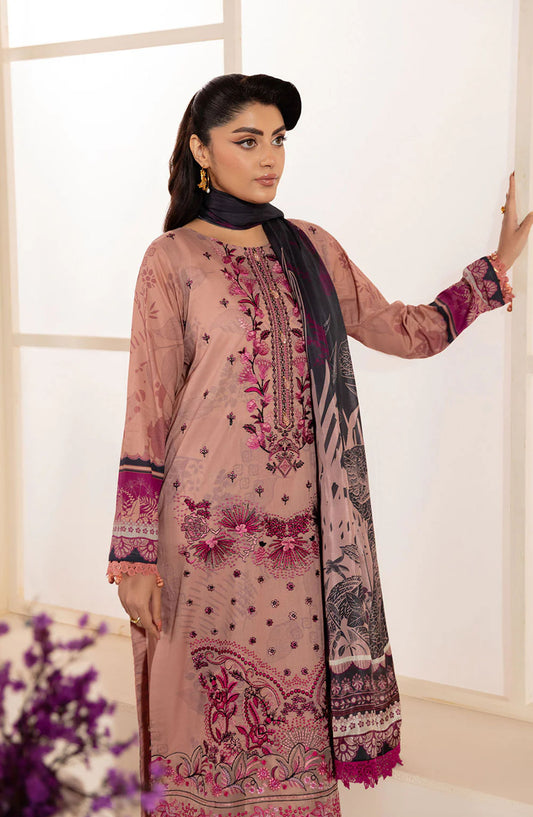 Mashaal by Ramsha Embroidered Lawn Unstitched 3 Piece Suit - L-1306 - RM25MSH13 - Peach - Summer Collection