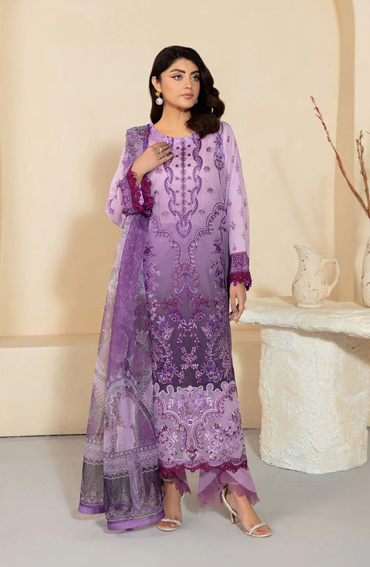 Mashaal by Ramsha Embroidered Lawn Unstitched 3 Piece Suit - L-1304 - RM25MSH13 - Purple - Summer Collection