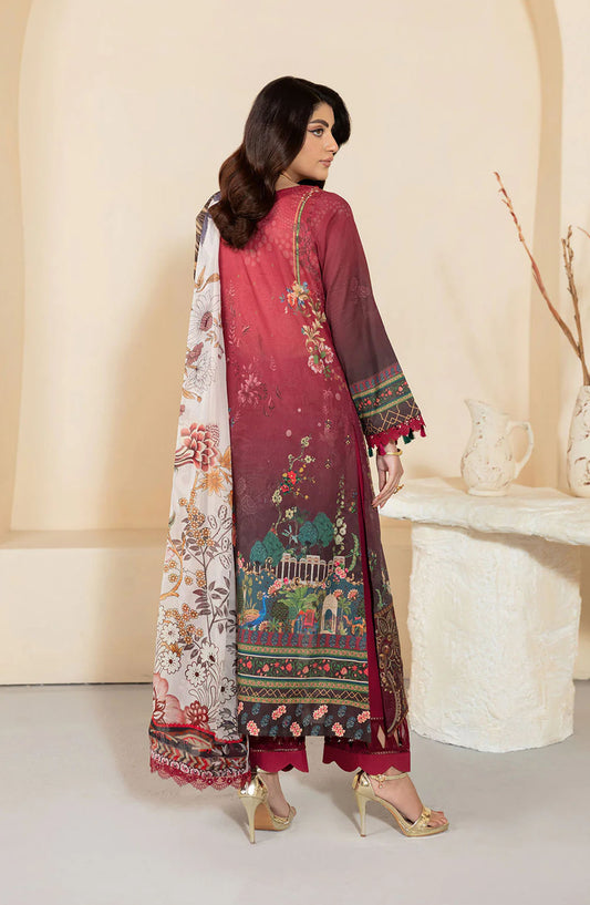 Mashaal by Ramsha Embroidered Lawn Unstitched 3 Piece Suit - L-1303 - RM25MSH13 - Red - Summer Collection