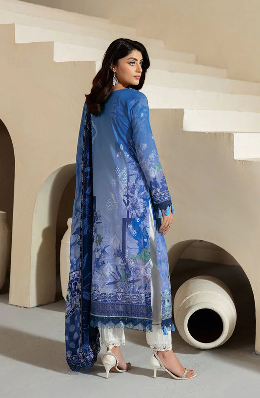 Mashaal by Ramsha Embroidered Lawn Unstitched 3 Piece Suit - L-1302 - RM25MSH13 - Blue - Summer Collection