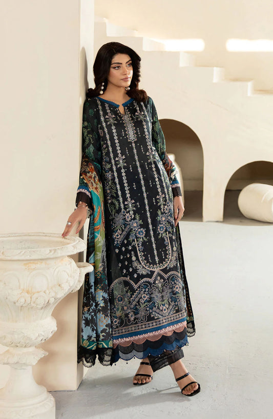 Mashaal by Ramsha Embroidered Lawn Unstitched 3 Piece Suit - L-1301 - RM25MSH13 - Black - Summer Collection