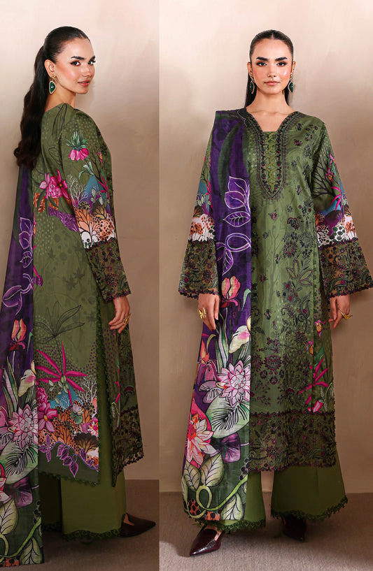 Mashaal by Ramsha Luxury Embroidered Lawn Unstitched 3 Piece Suit - L-1512 - RM26MSH - Green - Summer Collection