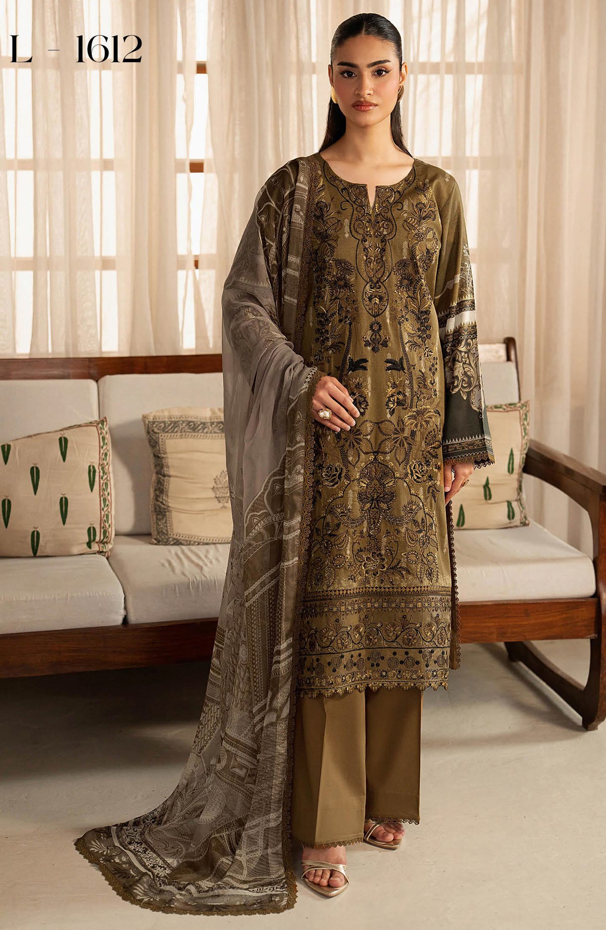 Mashaal by Ramsha Embroidered Lawn Unstitched 3 Piece Suit - L-1612 - RM26LW - Green - Summer Collection