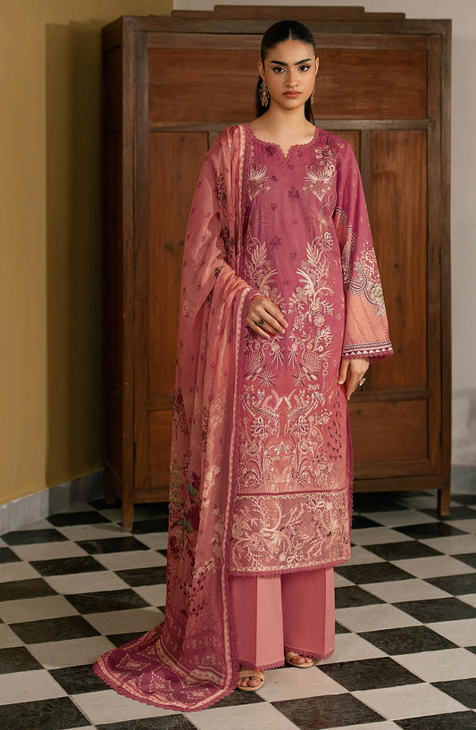 Mashaal by Ramsha Embroidered Lawn Unstitched 3 Piece Suit - L-1611 - RM26LW - Pink - Summer Collection
